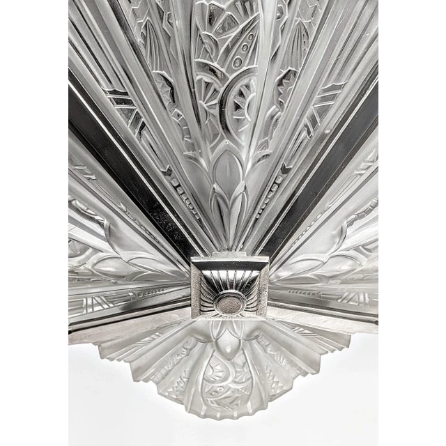 French Art Deco Chandelier Signed by Frontisi (Pair Available) For Sale - Image 4 of 8