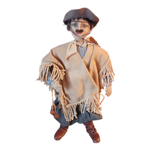 Antique Vintage Male Gaucho Cloth & Wire Hand-Made Doll, South American Cowboy, 1940s