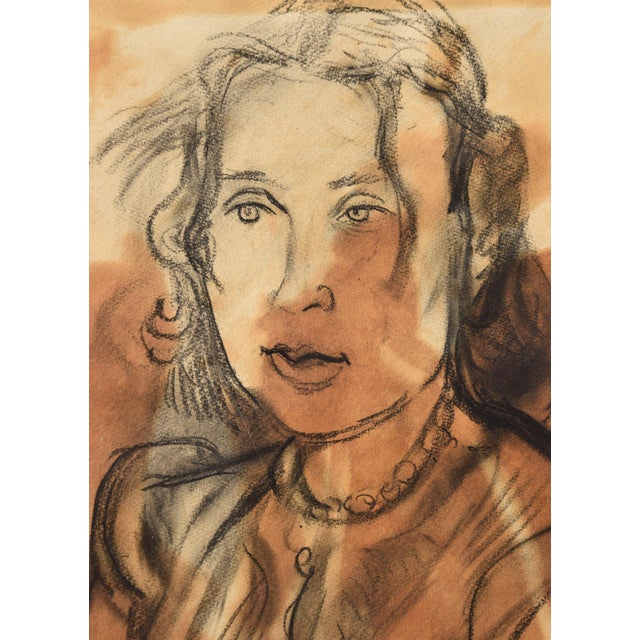 Walter Becker, Women in a Train Compartment, Verso: Portrait of a Woman, 1946, Gouache and Oil on Handmade Paper For Sale - Image 14 of 15