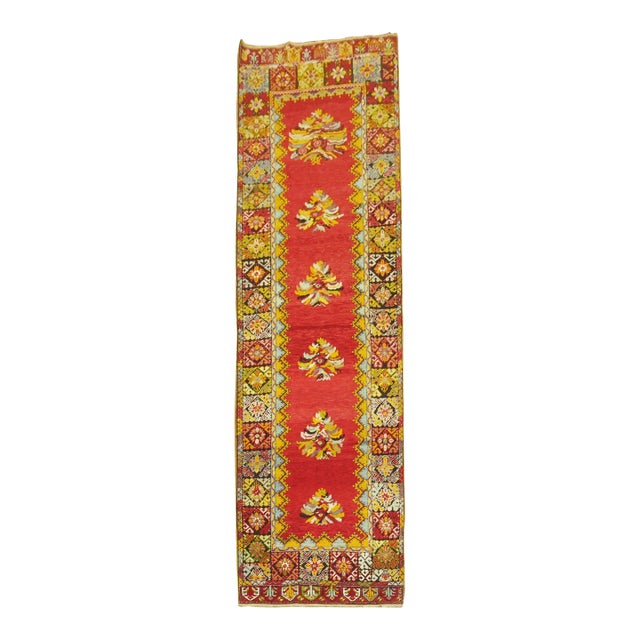 Early 21st Century Bright Floral Turkish Runner - 3'5" x 12' For Sale