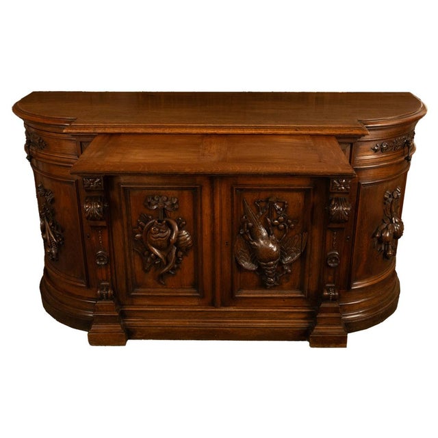 Antique 19thC French Black Forest Carved Oak Hunt Buffet Sideboard Bar 1870 For Sale - Image 16 of 18