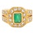 14k Yellow Gold Emerald & Diamond Ring For Sale