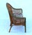 Boho Chic Late 20th Century Pier One Parcel-Painted Rattan Loveseat With Floral Cushion For Sale - Image 3 of 14