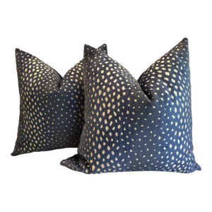 Thibaut Gazelle in Blue Pillows - a Pair