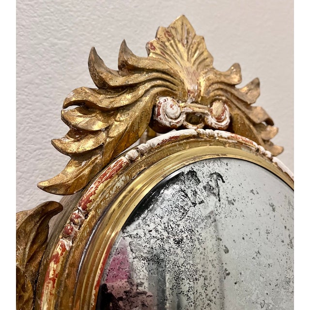 Antique French Gilt Wood Clock Case W/Mirrored Convex Glass Finish For Sale - Image 11 of 13