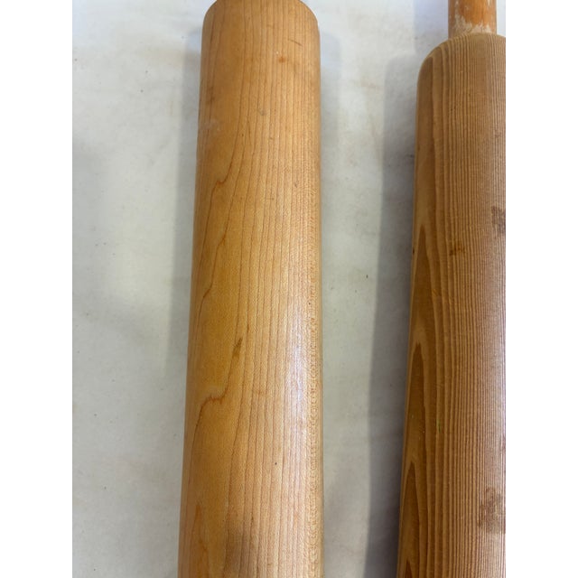 Beige Set of 4 Vintage Wooden Rolling Pins Farmhouse Kitchen Decor For Sale - Image 8 of 8