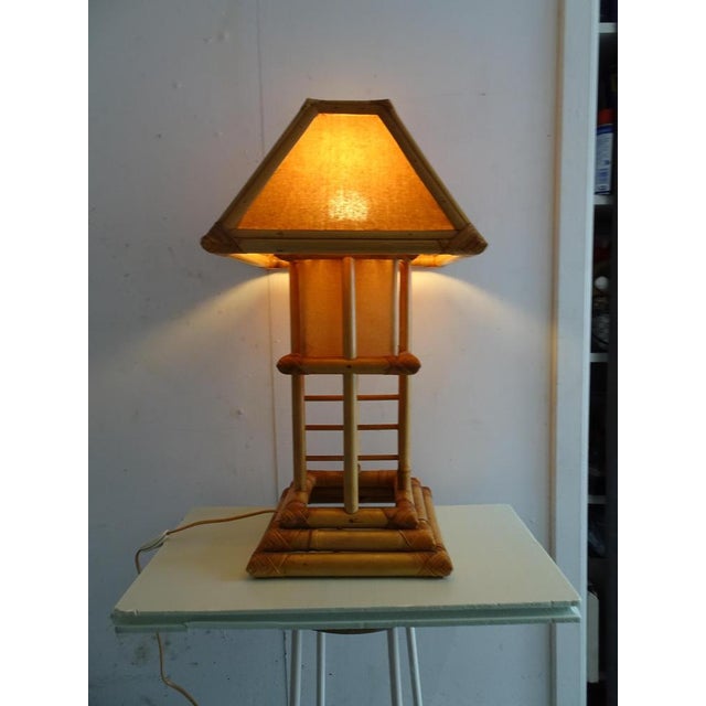 Bamboo Rattan Pagoda Table Lamp, Italy, 1990s For Sale - Image 16 of 18