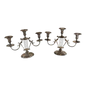 19th Century Pair of English Sheffield Silverplate Candelabra Candlesticks