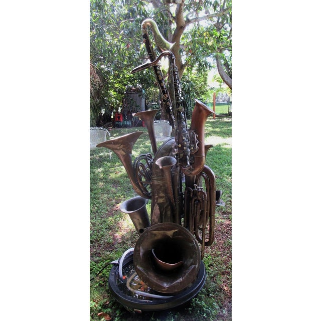 Mid-Century Modern ​Vintage Outdoor Garden Fountain of Sculpted Mid-Century Brass Musical Instruments- 6 Ft+ Kinetic Water Feature For Sale - Image 3 of 18