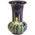 Antique Awaji Pottery Blue Ground Incised Iris Japanese Trumpet Form Vase For Sale
