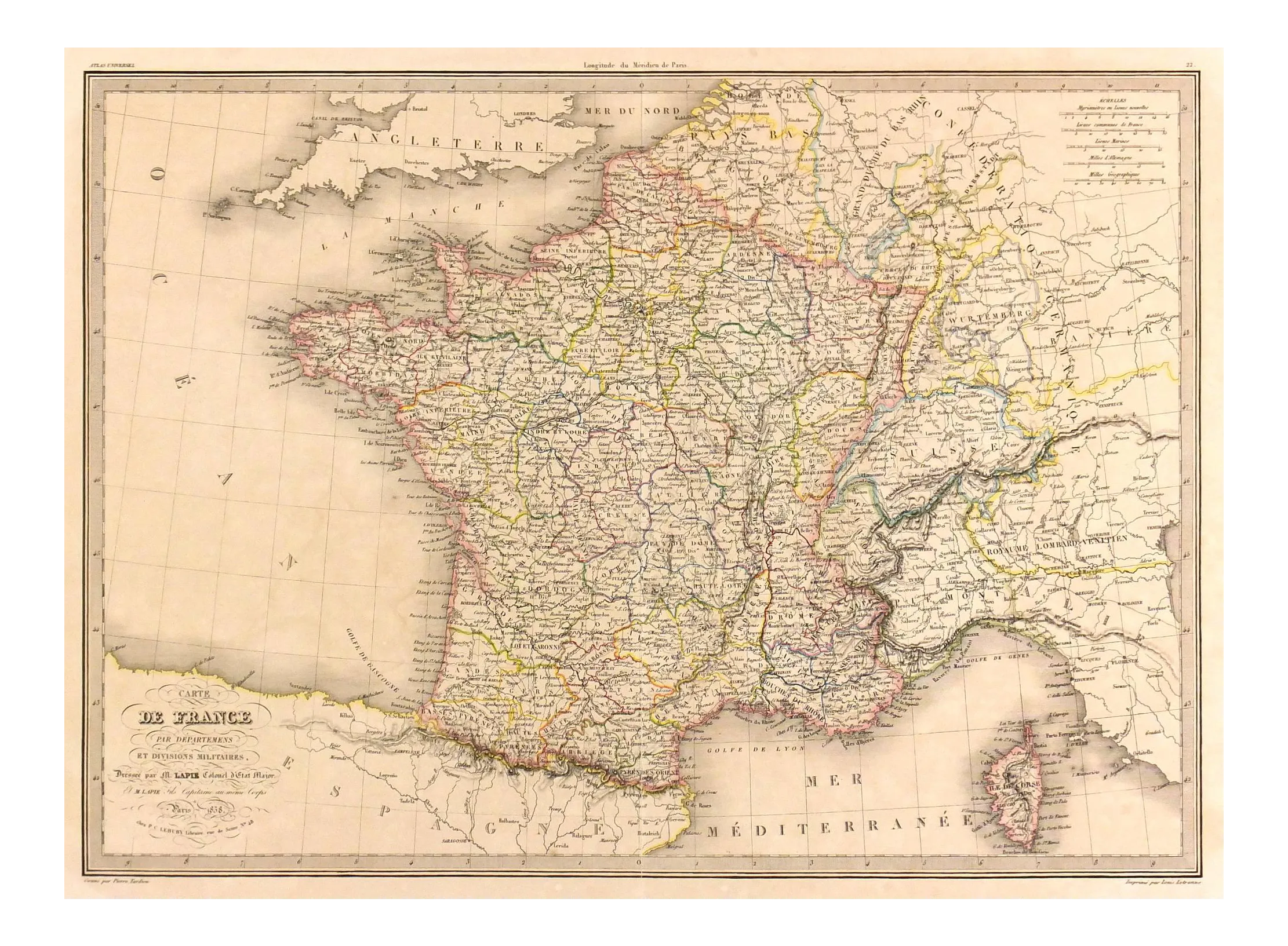 Antique 1838 Map of France | Chairish