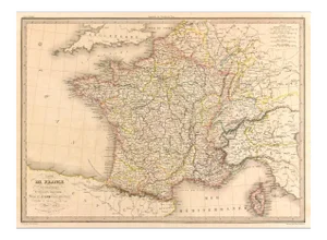 Antique 1838 Map of France