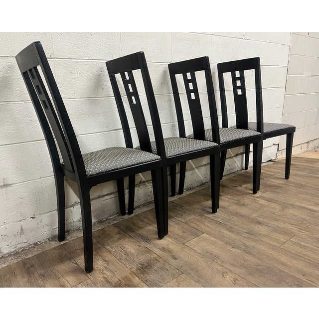 Black Josef Hoffmann Postmodern Black Ebonized Slot Back Dining Chairs - Set of 4 For Sale - Image 8 of 10