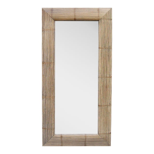 1970s Modernist Oversized Bamboo Wall Mirror For Sale