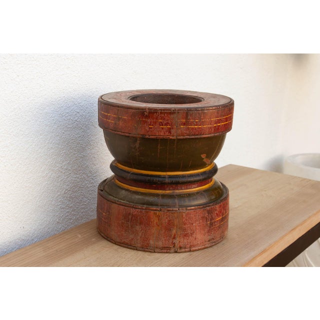 Large Indian Red Antique Grinder For Sale - Image 4 of 8