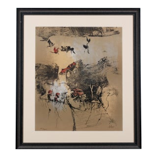 1980s Hoi Lebadang "Village" Hand Signed & Numbered l.e. Viii/XXXV Framed & Matted Very Good + For Sale