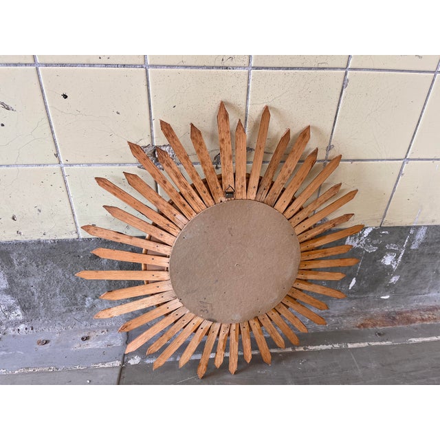 1960s Sunburst Mirror in Bamboo, 1960 For Sale - Image 5 of 7