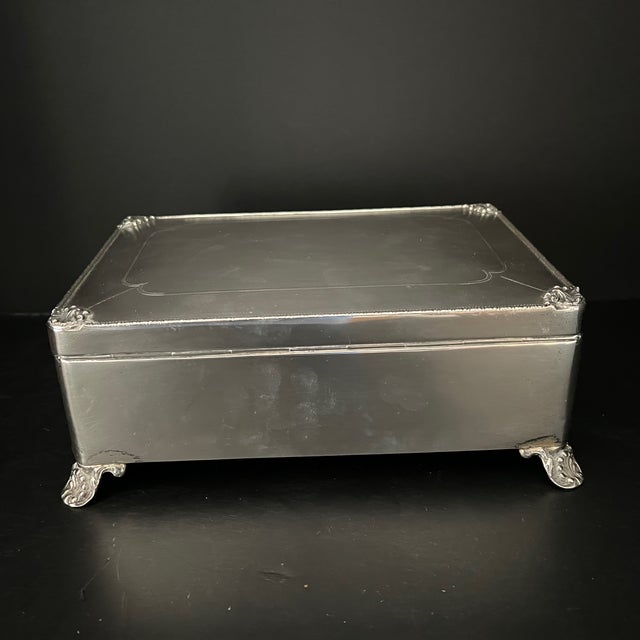 Silver Antique British Solid Silver, Cedar Lined ,Hinged Top Cigarette Box For Sale - Image 8 of 16