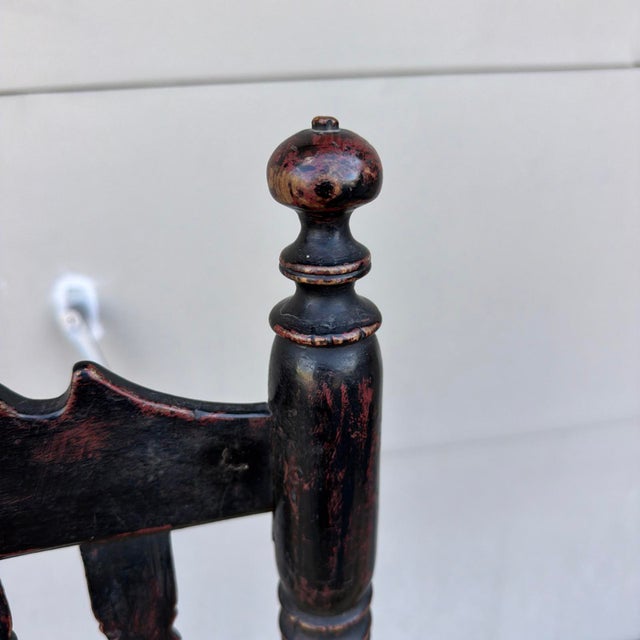 Antique Black-Painted New England Banister-Back Side Chair, Circa 1750s For Sale - Image 6 of 18
