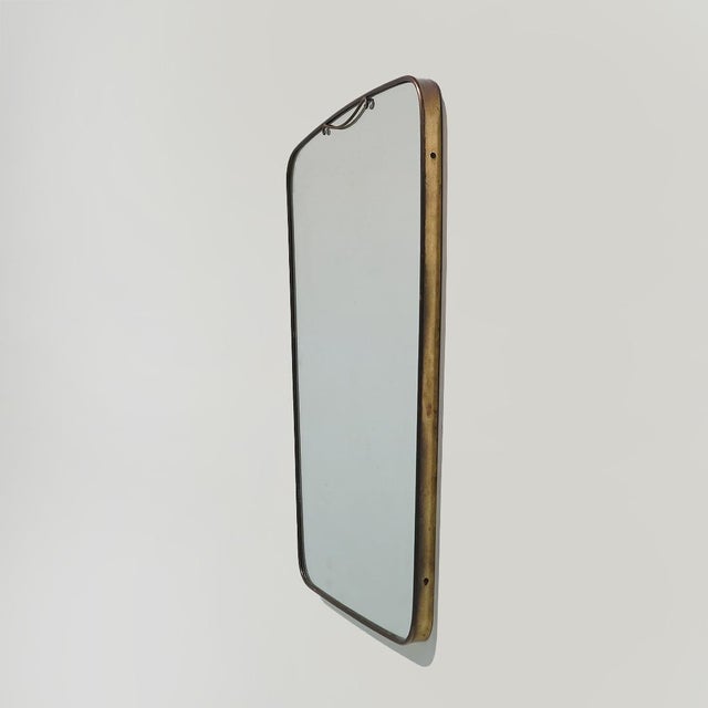 Wall Mirror with Brass Frame, 1950s For Sale - Image 6 of 13