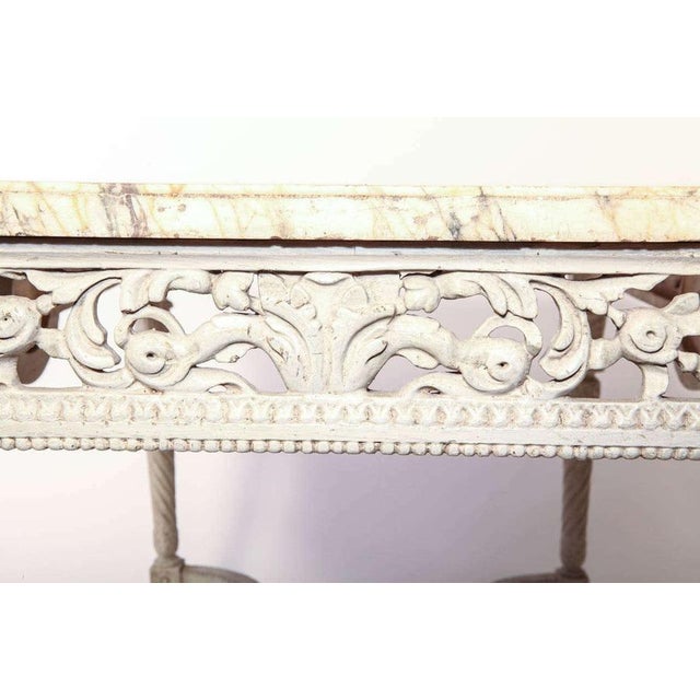 Ivory 19th French Century Ivory Painted Center Table with Marble Top For Sale - Image 8 of 9