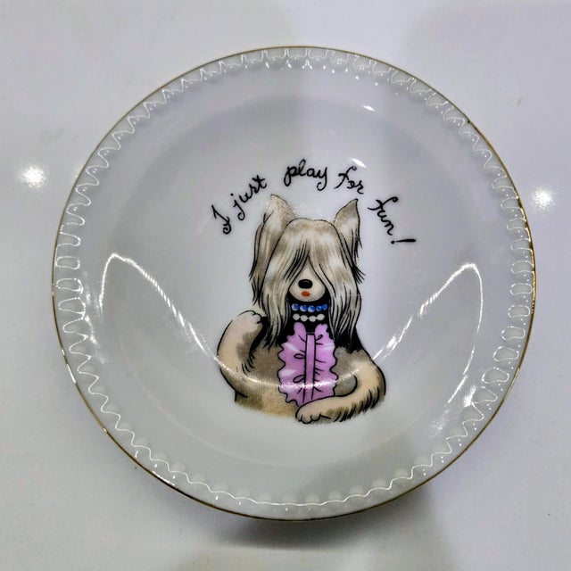 Vintage Ardalt Japan Dogs Playing Cards Porcelain Plates, Set of 7 For Sale - Image 10 of 12