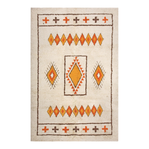 1950s Ivory Diamond Tribal Vintage Moroccan North African Rug 6'8" X 10'0" Wool Carpet