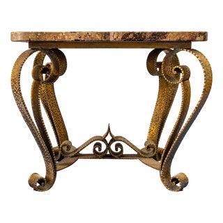 Gilded Iron and Marble Coffee Table from Colli, Italy, 1950s For Sale