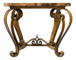 Gilded Iron and Marble Coffee Table from Colli, Italy, 1950s