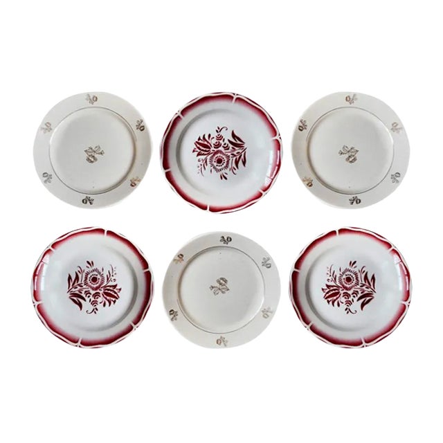 Bohemian Dessert Plates from Sarreguemines, 1940s, Set of 6 For Sale