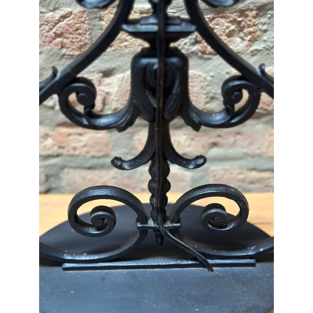 French Architectural Wrought Iron Fence Made Into Lamp, Circa 1880 For Sale In Chicago - Image 6 of 12