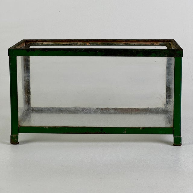 Small Antique Metal & Old Glass Terrarium in Green Patina, Decorative For Sale In New York - Image 6 of 8