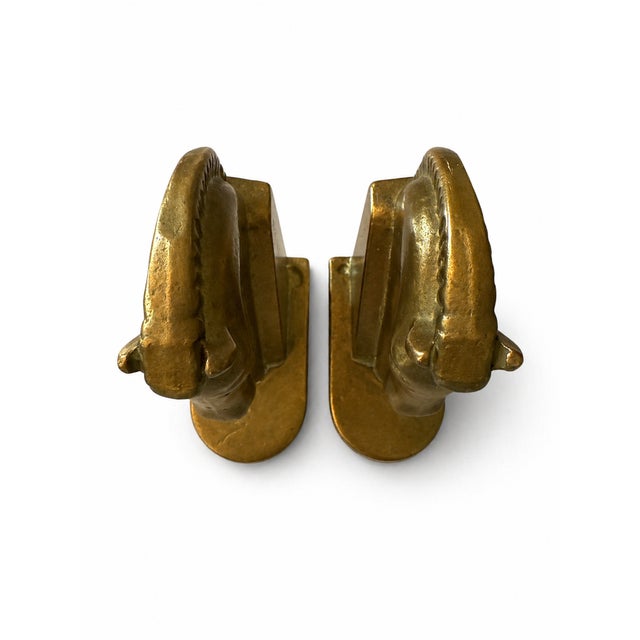 Metal Vintage German Brutalist Brass Horse Bookends, 1960s, Set of 2 For Sale - Image 7 of 9