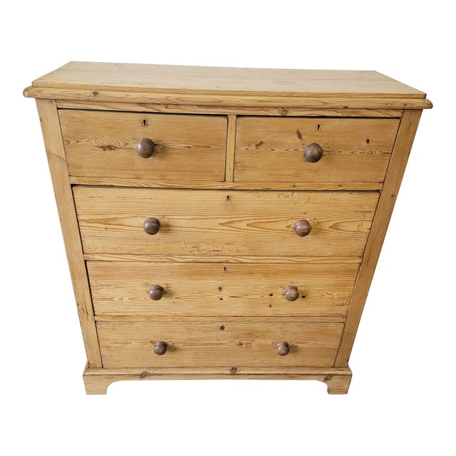 Antique Pine Two Over Three Chest of Drawers From England For Sale