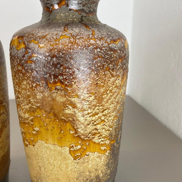 Pottery Fat Lava Desert Vases attributed to Scheurich, Germany, 1970s, Set of 2 For Sale - Image 11 of 18