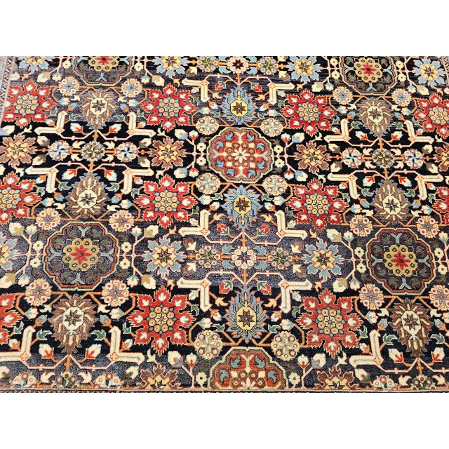 Vintage Persian Tabriz Afshan Rug, Hand-Knotted Wool, Allover Geometric Caucasian Kuba Pattern, Navy & Red, 5x9 For Sale - Image 16 of 18