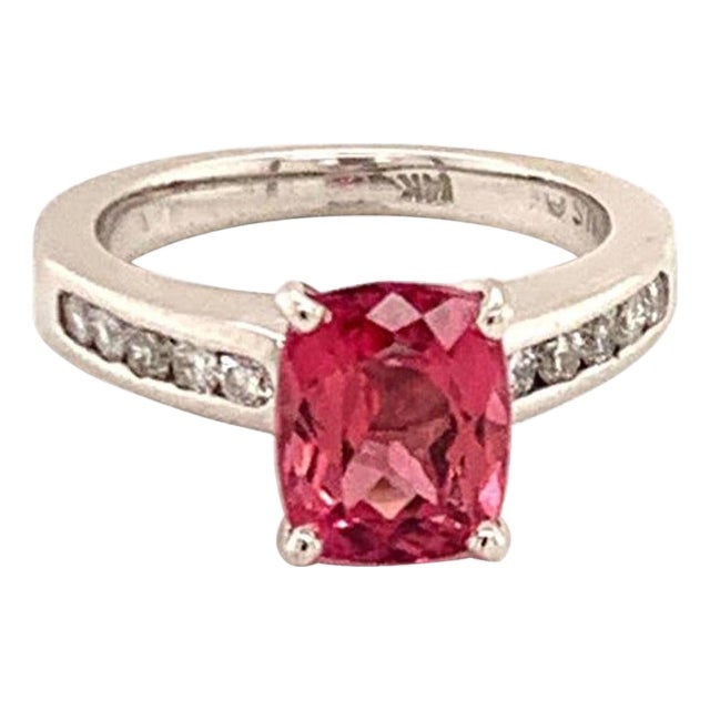 Diamond Rubellite Tourmaline Ring 3 TCW 14k Gold Certified For Sale