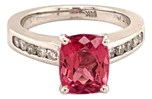 Diamond Rubellite Tourmaline Ring 3 TCW 14k Gold Certified