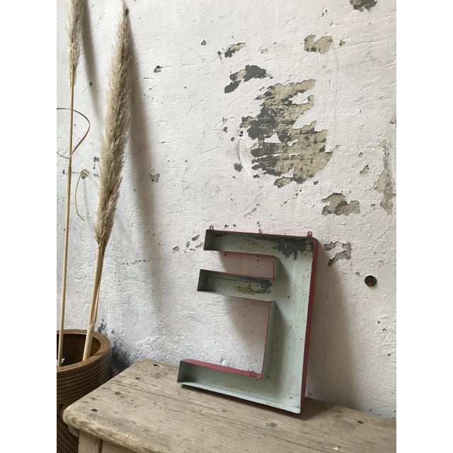 1950s Vintage Industrial Metal Letter E For Sale - Image 5 of 6