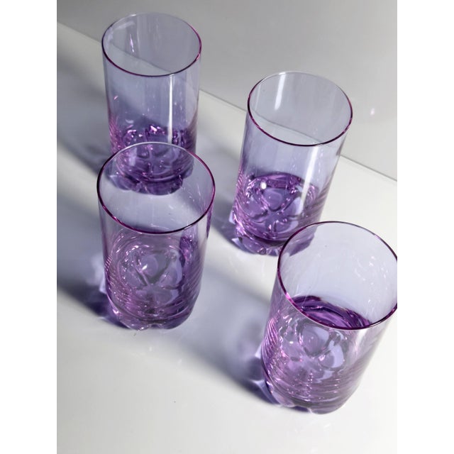 Vintage Italian Alexandrite Glasses, 1970s, Set of 4, in Flawless conditions. Designed 1970 to 1979