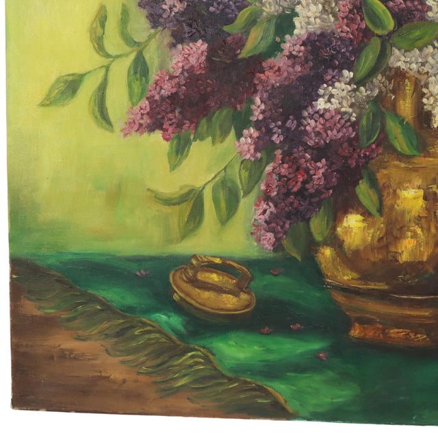 Vandewalle, Still Life Painting with Lilacs, 1960s, Canvas For Sale - Image 11 of 16