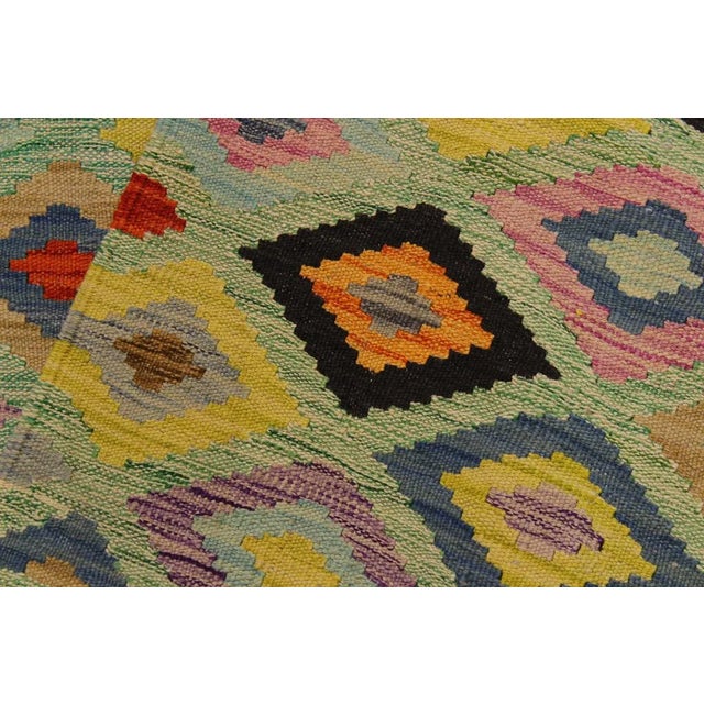 Textile Abstract Tribal Kilim Hand-Woven Wool Rug -6'8 X 9'9 For Sale - Image 7 of 8