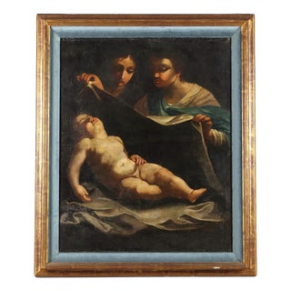 Adoration of the Child, 17th Century, Oil on Canvas, Framed For Sale