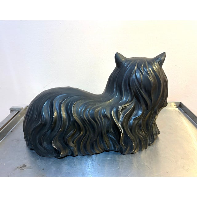 Black Ceramic Cat Statue For Sale - Image 4 of 6