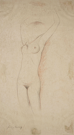 Fritz Uphoff, Standing Nude, 1930, Chalk Drawing