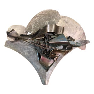Mid 20th Century Signed Metal Wall Art For Sale