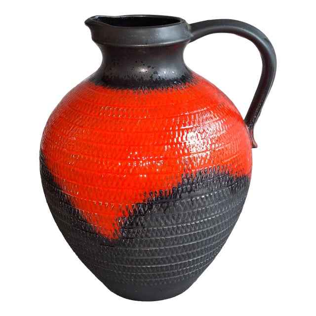 Vintage German Ceramic Handled Vase, 1970s For Sale