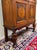 Antique English Bookcase Bookshelf Cabinet Double Door Wavy Glass Oak c.1930s For Sale - Image 9 of 17