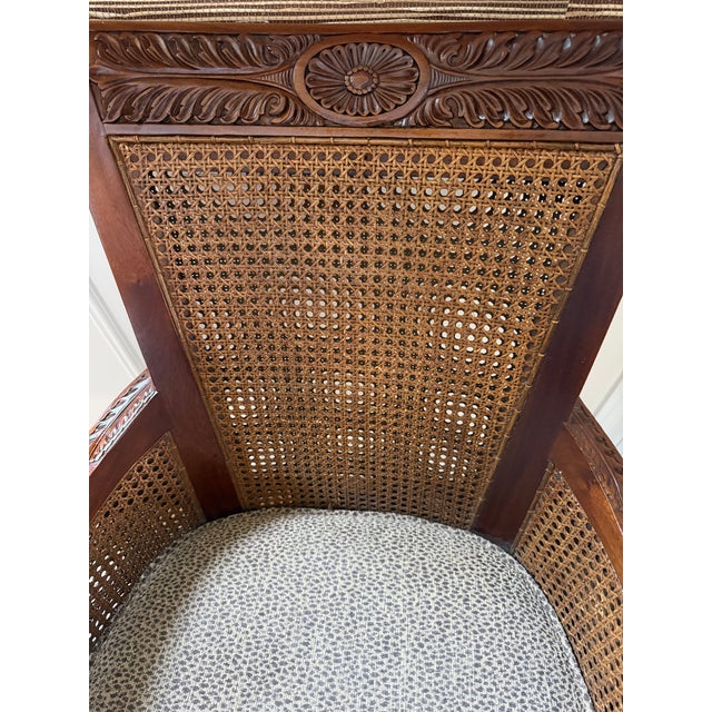 English Gaines McHale Carved Mahogany Cane-Back Desk Chair, “The Loden” For Sale - Image 3 of 10