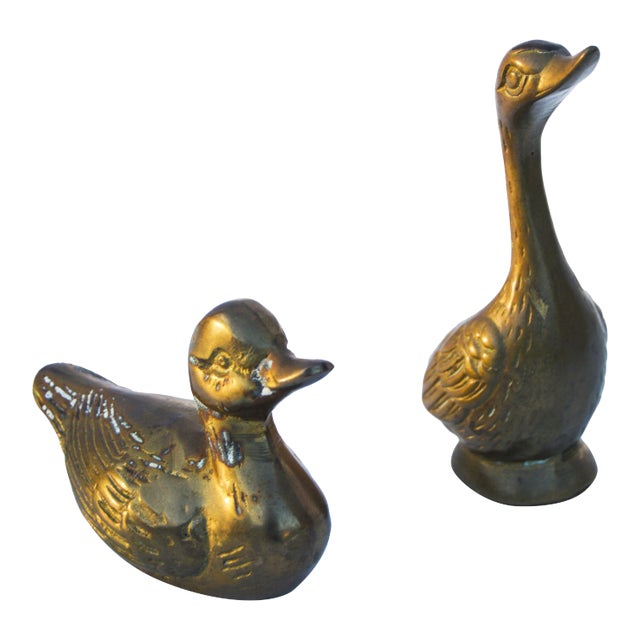 Vintage Brass Ducklings- S/2 For Sale